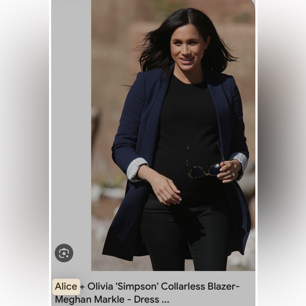 Perfect condition Alice & Olivia Simpson long sapphire blue blazer w/ silk cuffs